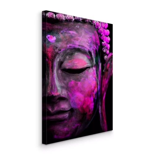 Tableau  Demi-profil d'une sculpture de Bouddha en rose et violet