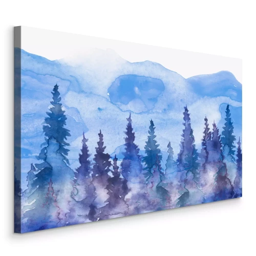 Tableau  Paysage de montagne avec des arbres dans le style aquarelle