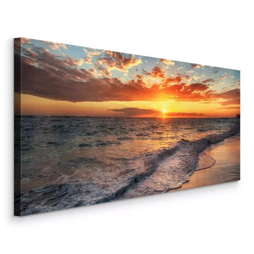 Tableau  Les vagues de la mer au crépuscule