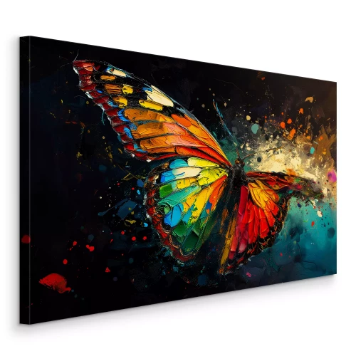 Tableau  Papillon coloré et éclaboussures de peinture