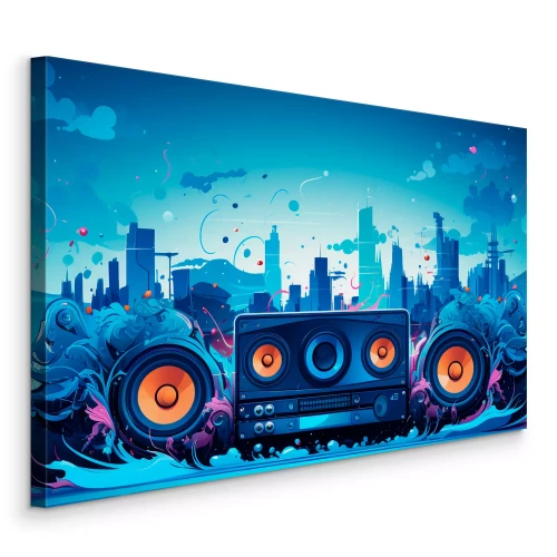 Tableau  Panorama de la ville avec haut-parleur