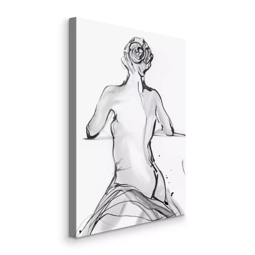 Tableau  Un croquis délicat d'une femme de dos.