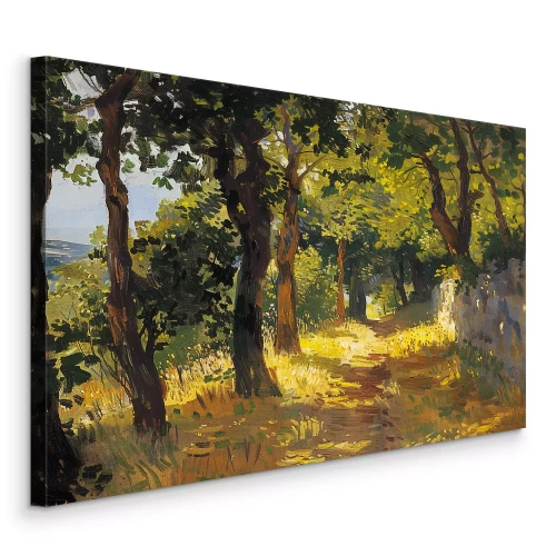 Tableau  Chemin forestier paysage ensoleillé