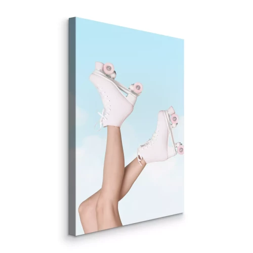 Tableau  Jambes de femme en patins à roulettes pastel se détachant sur le ciel
