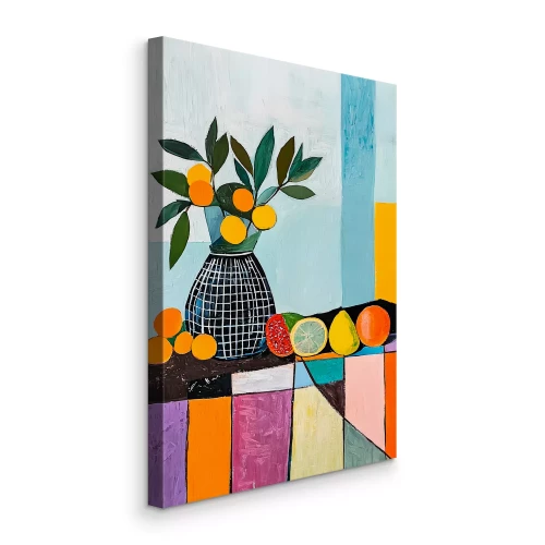 Tableau  Nature morte et fruits sur fond coloré