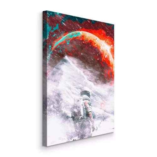 Tableau  Un astronaute et une vue fantastique de la planète