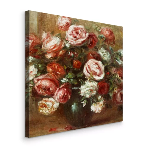 Tableau  Des roses dans un vase vert, un bouquet plein de vie
