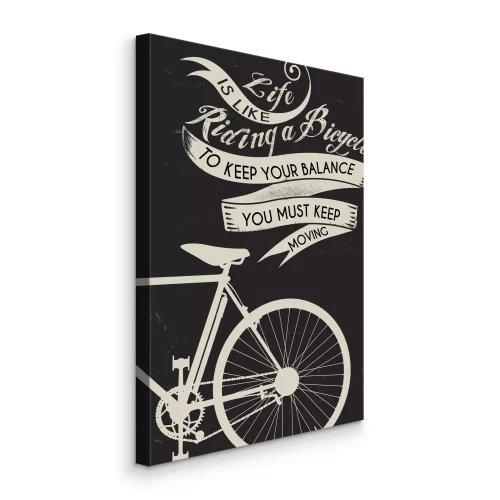 Tableau  Un vélo avec une citation motivante
