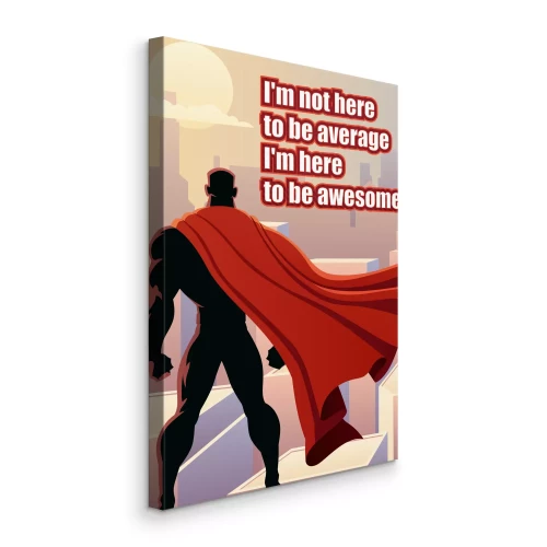 Tableau  Une silhouette vêtue d'une cape rouge se détache sur le fond de la ville.