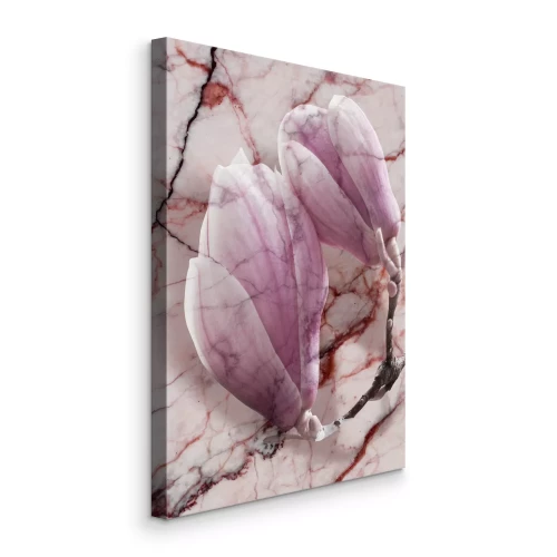 Tableau  Des magnolias aux nuances de rose sur un fond marbré