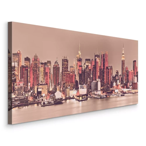 Tableau  Le fleuve avec Manhattan en arrière-plan au coucher du soleil