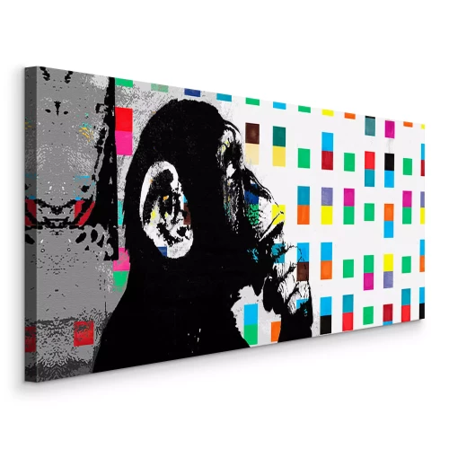 Tableau  Reproduction du Singe Penseur par Banksy