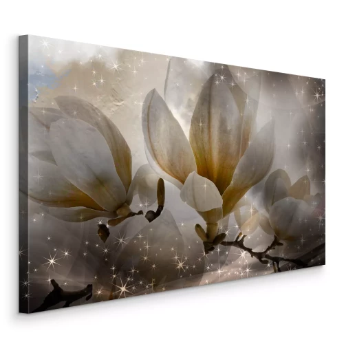 Tableau  Fleurs de magnolia éclatantes avec un effet scintillant