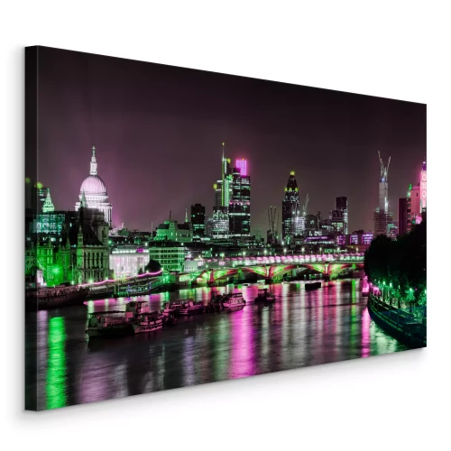 Tableau  Paysage urbain londonien avec reflet sur la rivière