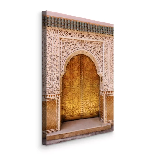 Tableau  Portes marocaines ornées de motifs aux nuances dorées