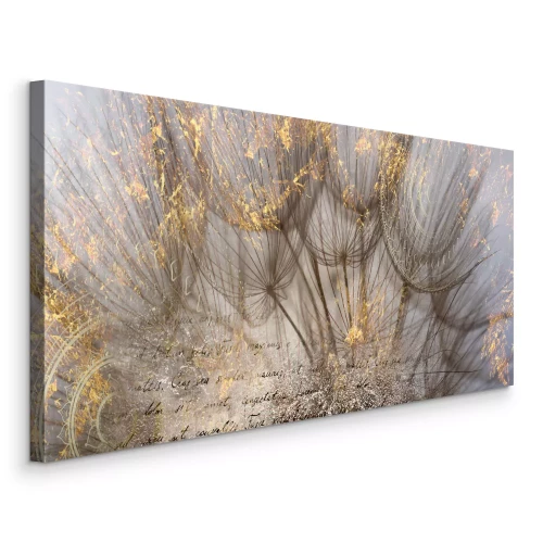 Tableau  Pissenlits dorés avec texte sur fond clair