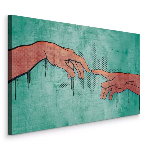 Tableau  Mains pop art inspirées de La Création d'Adam