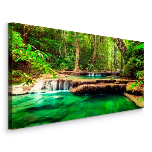Tableau  Cascade émeraude en pleine forêt