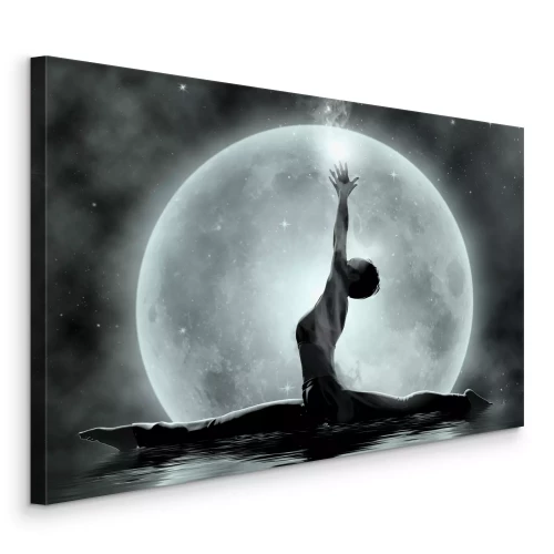 Tableau  Une femme en grand écart devant la pleine lune