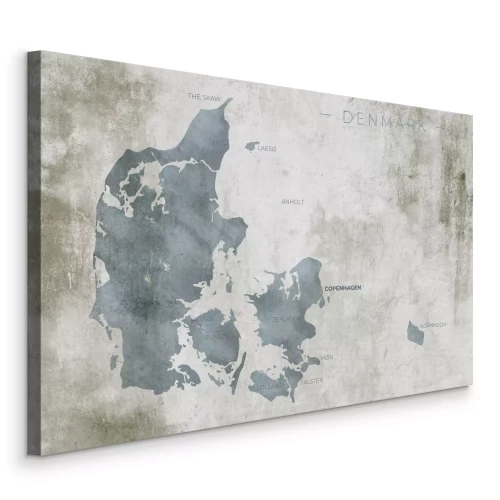 Tableau  Frontières bleues du Danemark sur fond vieilli