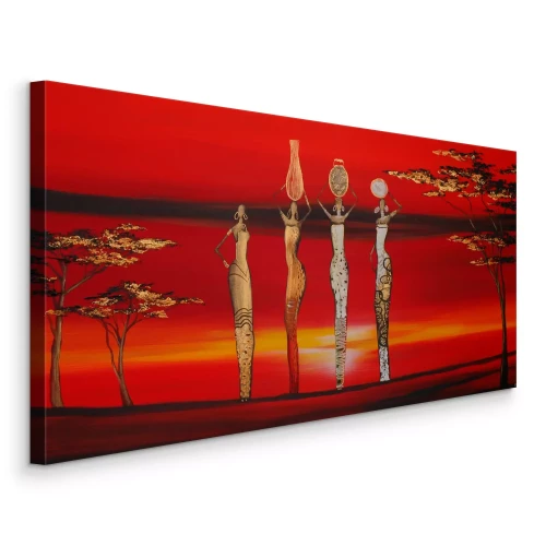 Tableau  Quatre femmes dans la savane rouge