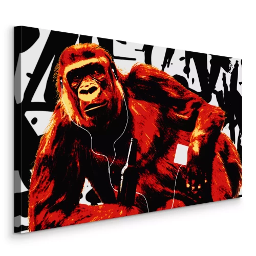 Tableau  Chimpanzé orange avec casque audio