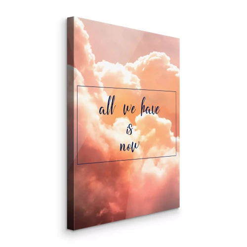 Tableau  Coucher de soleil dans les nuages avec une citation