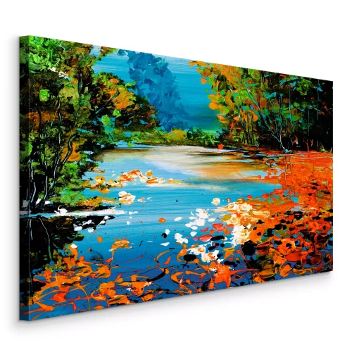 Tableau  Un paysage pittoresque avec une rivière aux couleurs variées