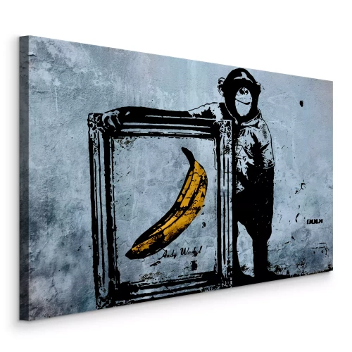 Tableau  Reproduction du singe à la banane d'Andy Warhol par Banksy