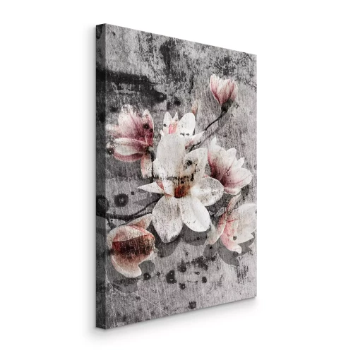 Tableau  Fleurs de magnolia sur fond de vieux mur