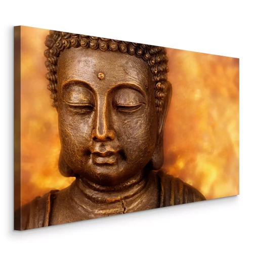 Tableau  Sculpture de Bouddha dans des tons chauds brun doré