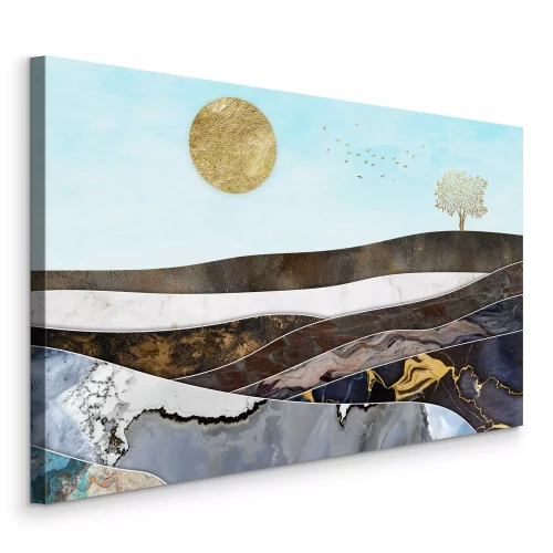 Tableau  Paysage géométrique avec des structures en marbre