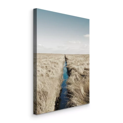 Tableau  Ligne droite du canal dans la steppe sèche