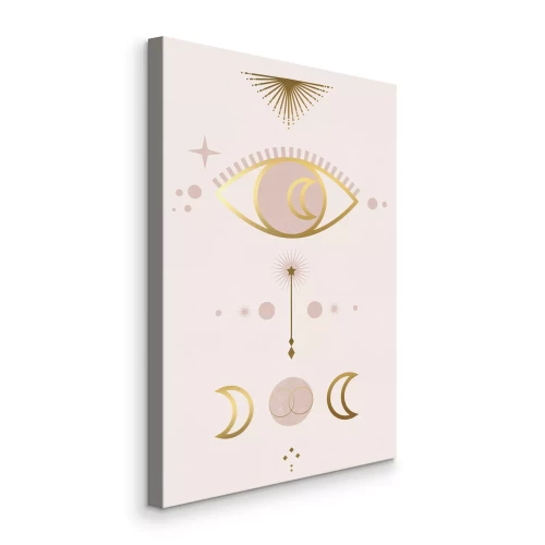 Tableau  Le symbole de l'œil et des lunes de couleur dorée