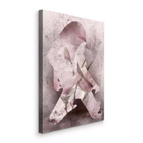 Tableau  Silhouette d'une femme sur fond floral vieilli