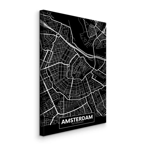 Tableau  Carte en noir et blanc d'Amsterdam