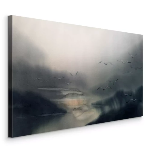 Tableau  Une rivière brumeuse dans le paysage