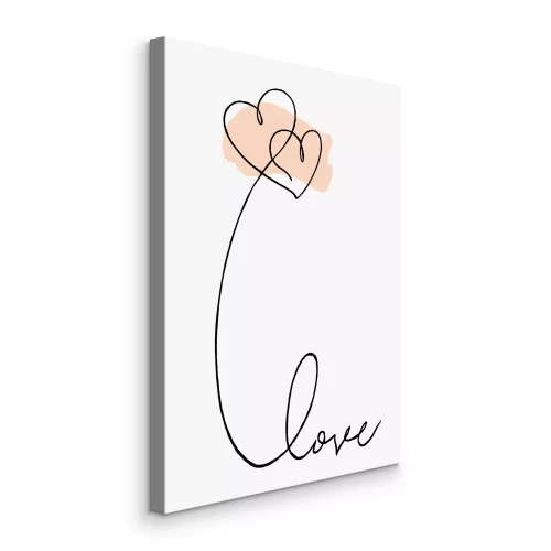 Tableau  Inscription « Love » en style dessin au trait avec des cœurs