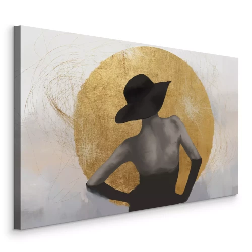Tableau  Une silhouette féminine élégante se détachant sur un cercle doré