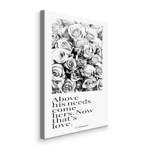 Tableau  Inscription avec des roses évoquant les sentiments véritables