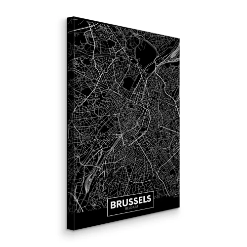 Tableau  Carte en noir et blanc de la ville de Bruxelles