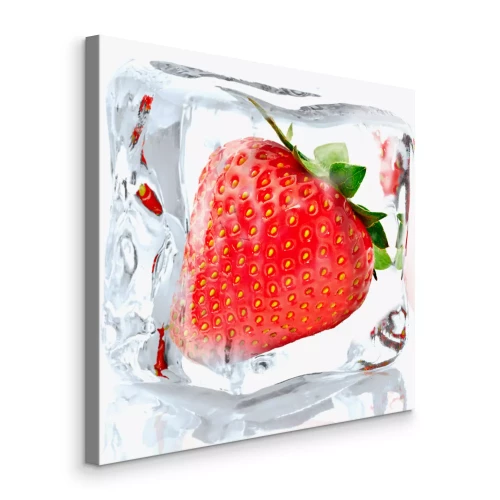 Tableau  Fraise rouge congelée dans un glaçon