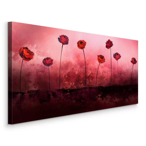 Tableau  Roses rouges sur fond rose-rouge