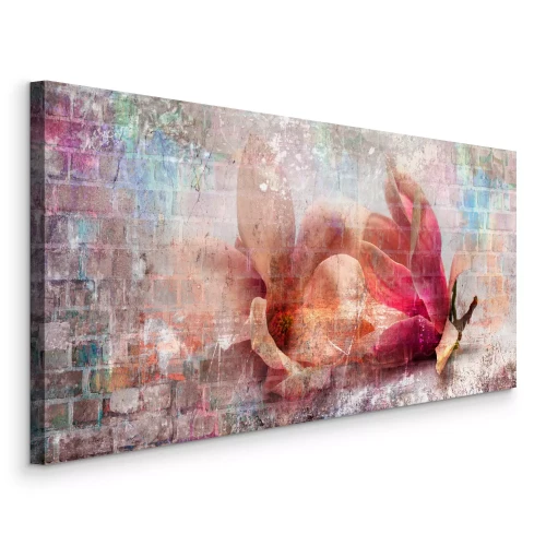 Tableau  Fleurs de magnolia dans une composition pastel avec de la brique