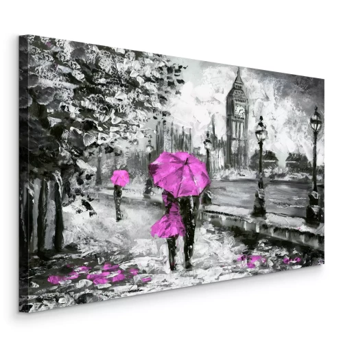 Tableau  Une promenade sur fond d'architecture grise