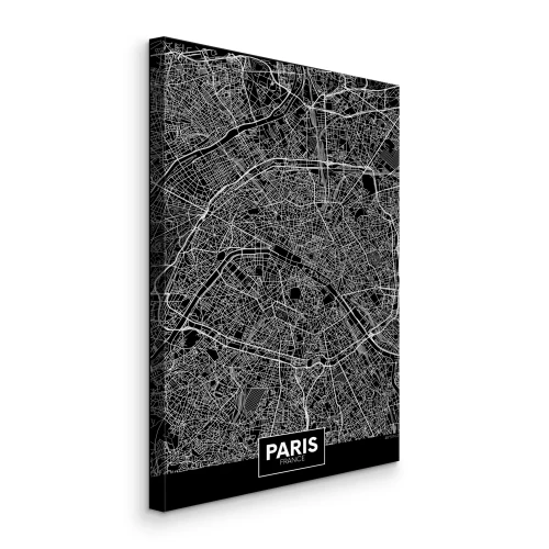 Tableau  Carte de Paris en noir et blanc