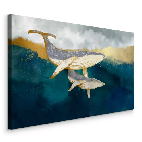 Tableau  Baleines dans l'océan dans un style pictural