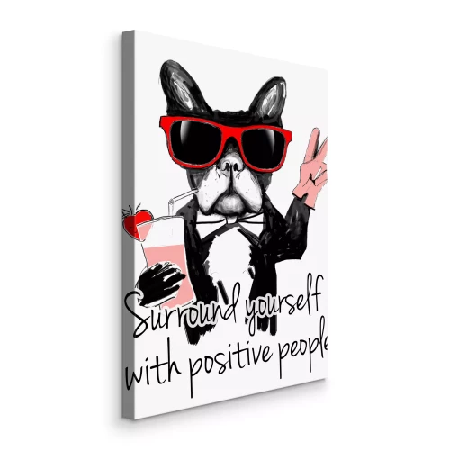 Tableau  Un panneau représentant un bouledogue portant des lunettes