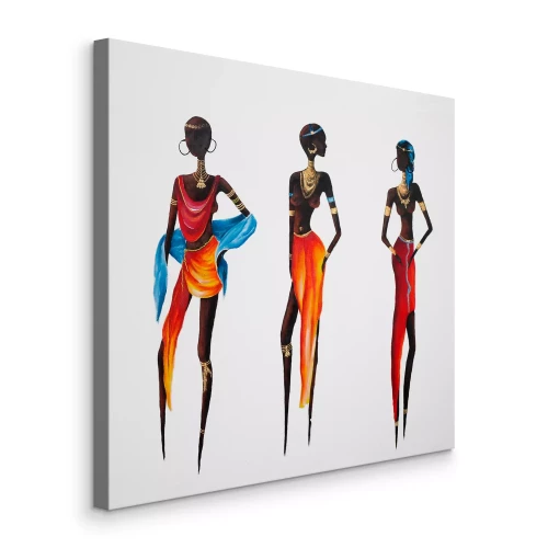 Tableau  Figures colorées de femmes en costumes africains