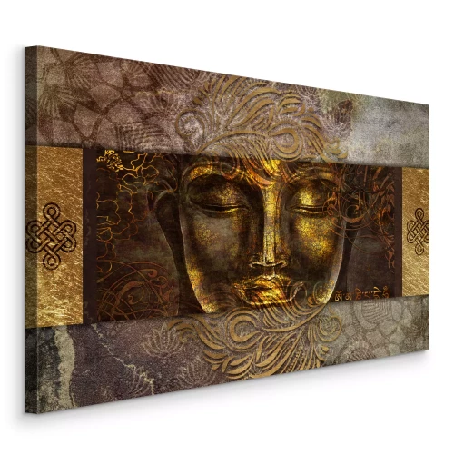 Tableau  Portrait ornemental de Bouddha aux couleurs dorées